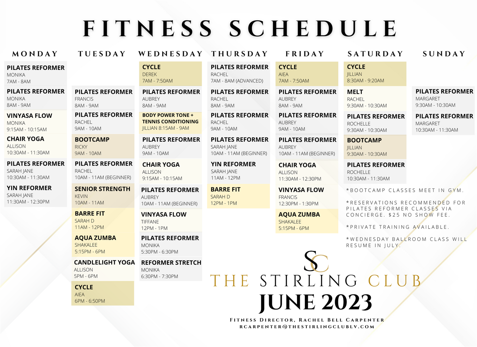Fitness Menu